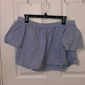 Blue cropped off the shoulder top